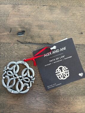 Alex and Ani Silver Path of Life Ornament with Red Ribbon